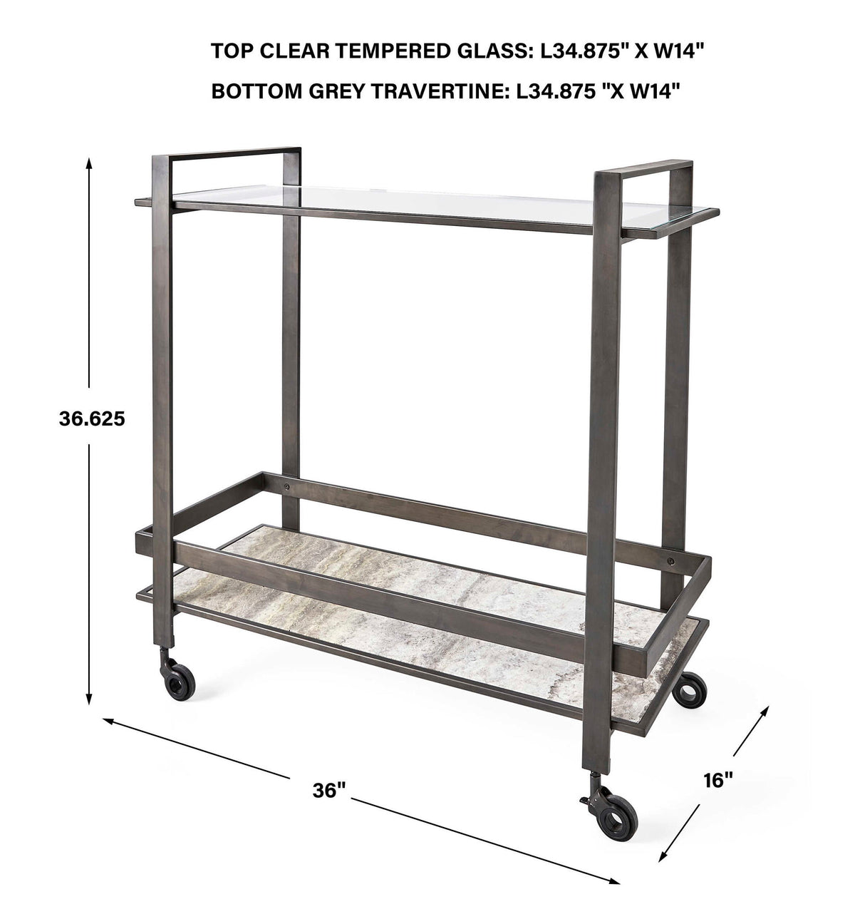 Roll Along - Bar Cart - Brass