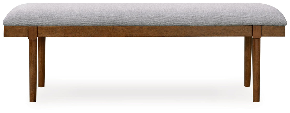 Lyncott - Large Upholstered Dining Room Bench - Gray / Brown - R&R Furniture Gallery (Fountain Valley, CA)