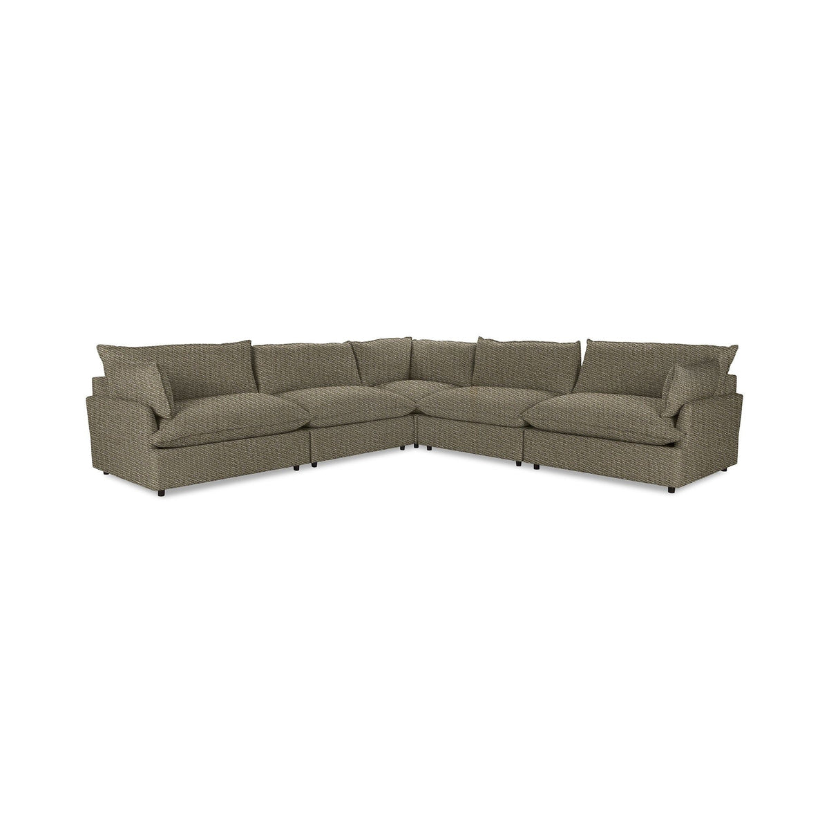 Classic Home Caplan modular sectional sofa with plush cushions and neutral fabric, shown in a modern living room setting.