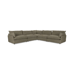 Classic Home Caplan modular sectional sofa with plush cushions and neutral fabric, shown in a modern living room setting.