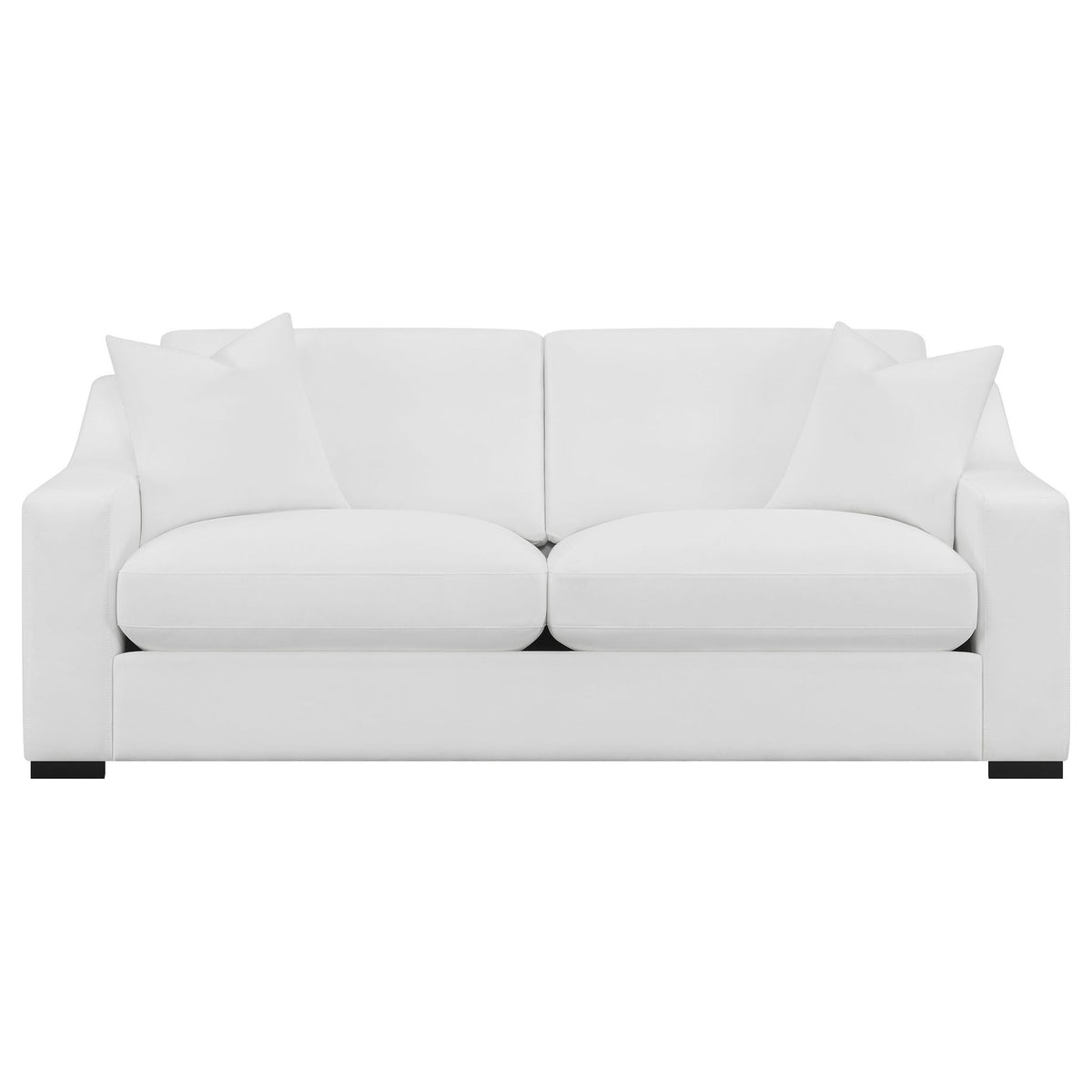 Chelan - 2 Piece Upholstered Sloped Arm Sofa Set - White
