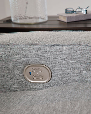 Biscoe - Power Recliner /Adj Headrest - Pewter - R&R Furniture Gallery (Fountain Valley, CA)