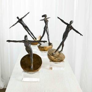 Man Finding Balance - Sculpture - Black / Brass