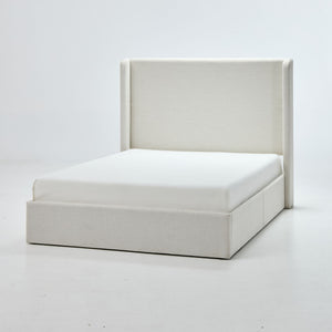 Caron king size upholstered wingback bed with high headboard in ivory by House & Home Furniture