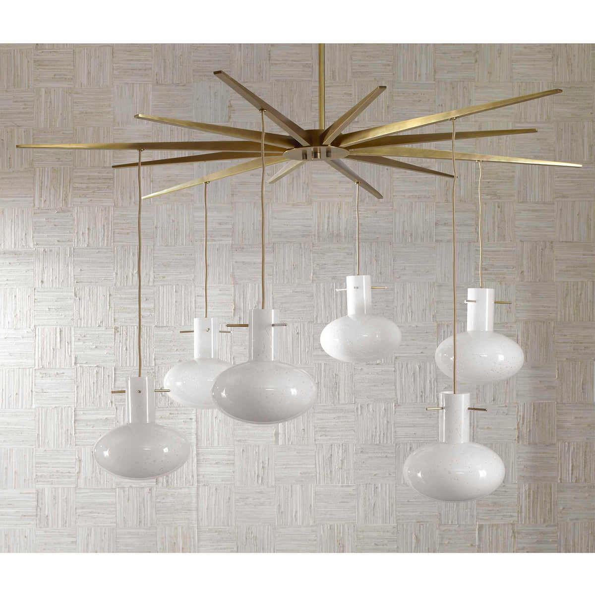 Superstar - 6 Light Pendant - Brass / White