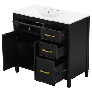 Bathroom Vanity With Sink Top, 3 Soft Closing Drawers