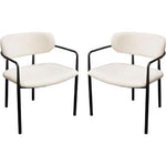 Set of (2) Skyler Dining Chairs in Ivory Boucle Fabric w/ Black Metal Frame