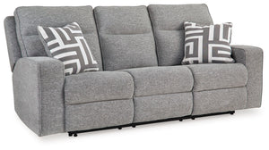 Biscoe - Power Reclining Sofa With Adj Headrest - Pewter - R&R Furniture Gallery (Fountain Valley, CA)