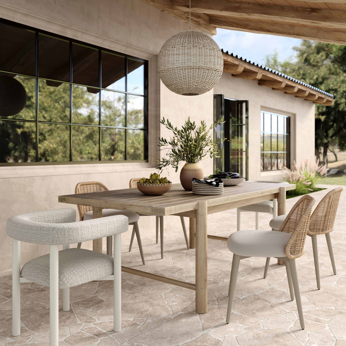 Jackie - Outdoor Textured Dining Chair - Cream - R&R Furniture Gallery (Fountain Valley, CA)