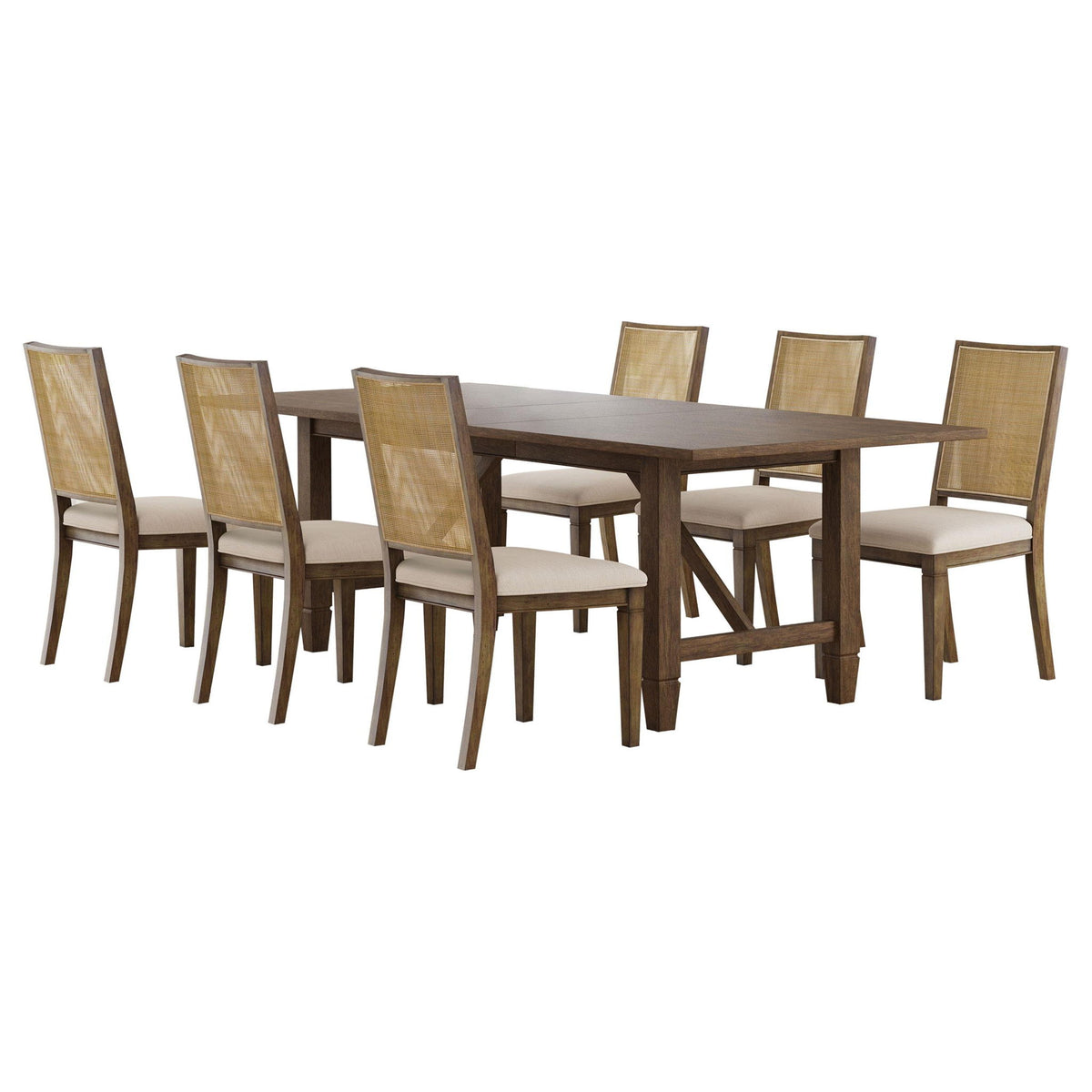 Matisse 7-piece Rectangular Dining Table Set Light Brown