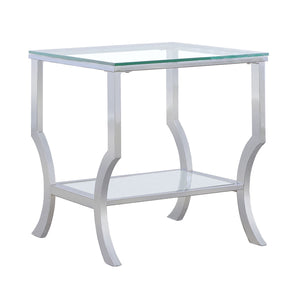 Porch & Den - Square Top End Table Elegance Glass - Chrome