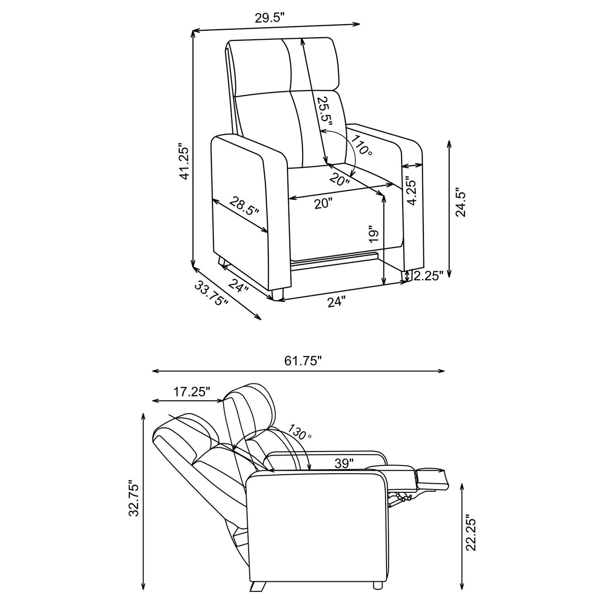 Warren - 3 Seater Home Theater With 2 Wedge Consoles Recliners - Black