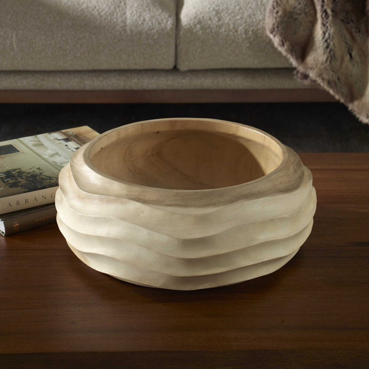 Waveform - Bleached Wood Bowl - Beige
