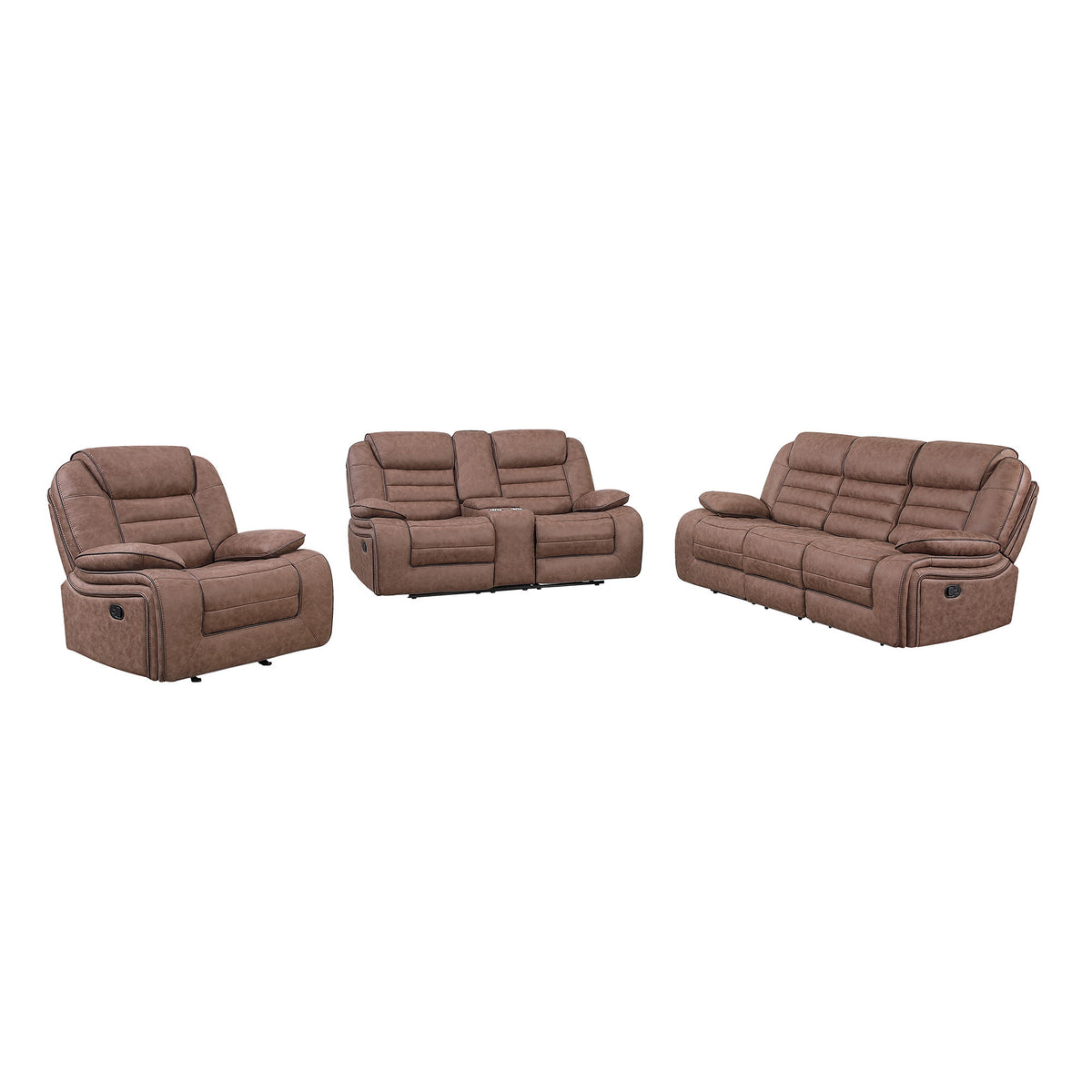 Lucius - Console Reclining Loveseat With Manual Recline - Brown
