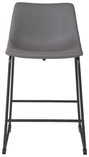 Set of two Signature Design by Ashley Centiar upholstered barstools with padded seats and backrests in a modern style.