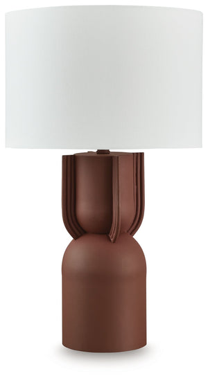 Rowandale - Metal Table Lamp - Brick Red - R&R Furniture Gallery (Fountain Valley, CA)