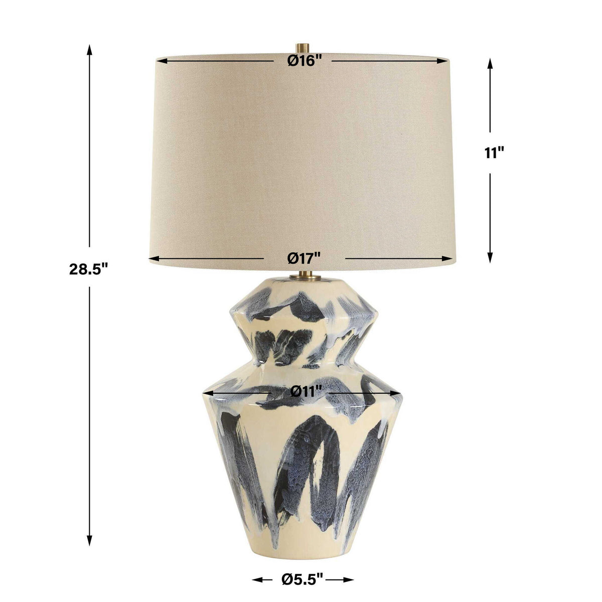 Oranda - Abstract Geometric Table Lamp - Blue / White