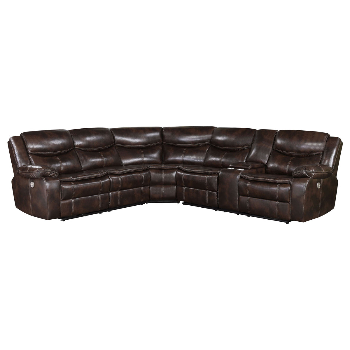 Mclean - Power Reclining Sectional Sofa With Storage Console - Dark Brown
