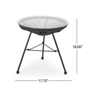 Nusa - Modern Rattan Side Table With Tempered Glass Top