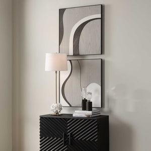 Joel - Modern Wood Wall Art (Set of 2) - Brown / Gray