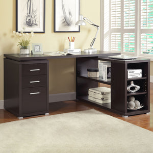 Tona - L-Shape Computer Desk With 3 Drawers And 5 Shelves
