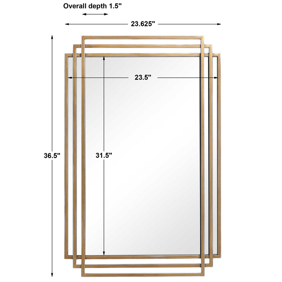 Uttermost Amherst wall mirror with a sleek, modern frame, hanging on a wall, showcasing its elegant design and reflective surface.