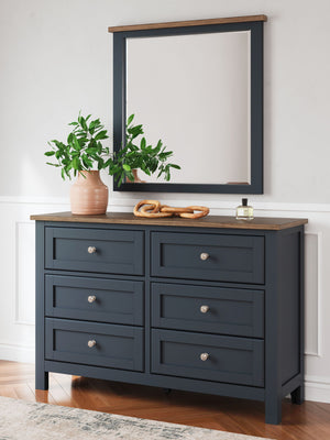 Landocken - Dresser and Mirror - Brown / Blue - R&R Furniture Gallery (Fountain Valley, CA)