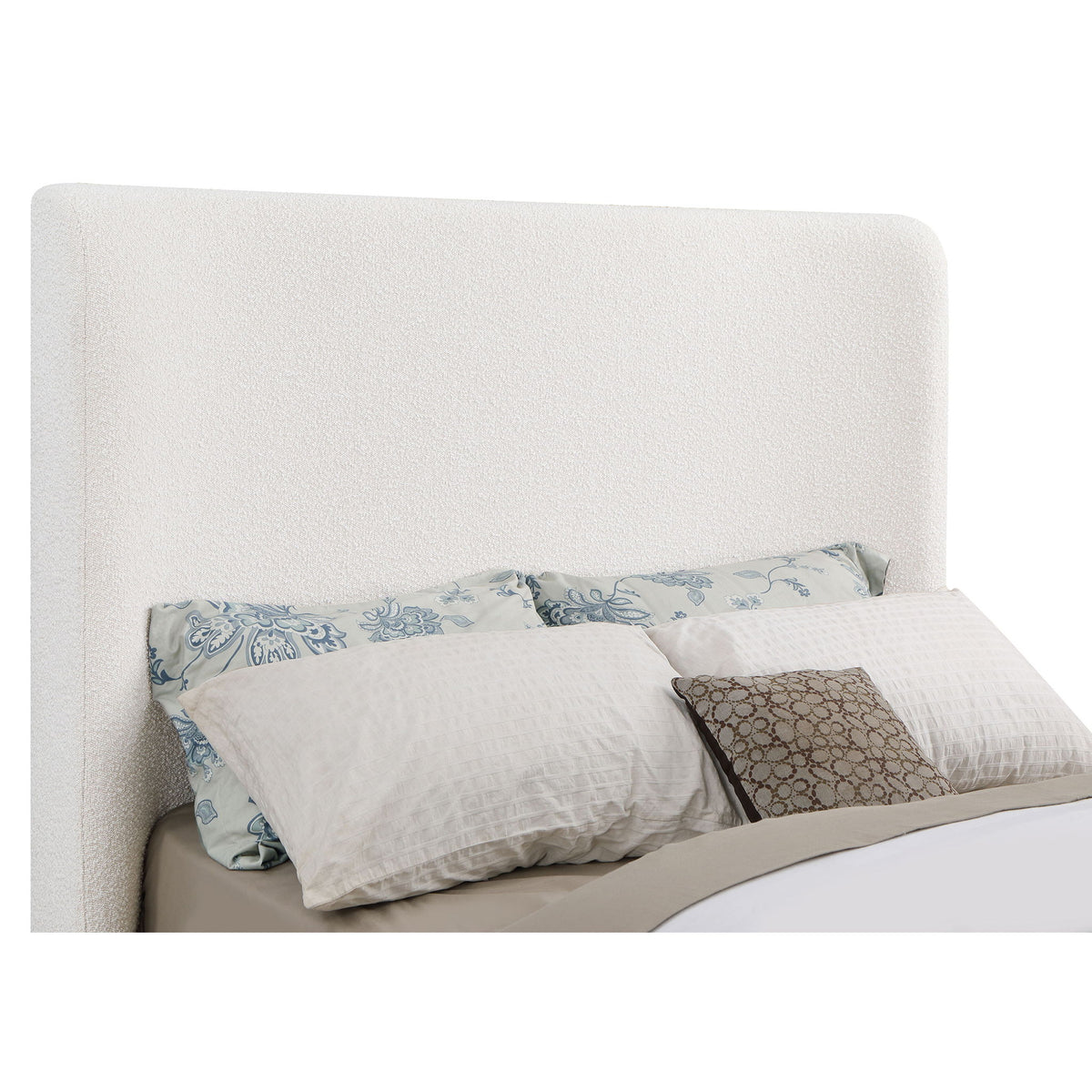 Kensington - Eastern King Sleigh Bed With Tall Wingback Headboard - Cream