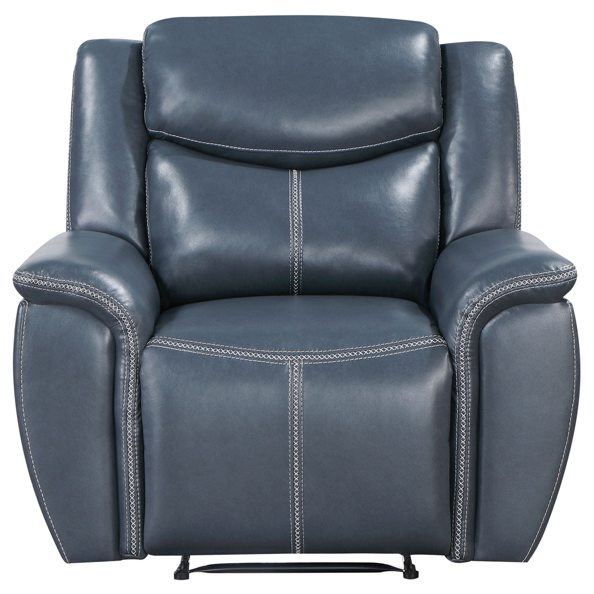 Brier - Upholstered Padded Arm Recliner Chair With Manual Recline And Pillowtop Arms - Blue