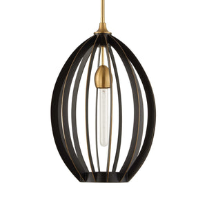 Darby - 1 Light Architectural Oval Pendant - Bronze / Black
