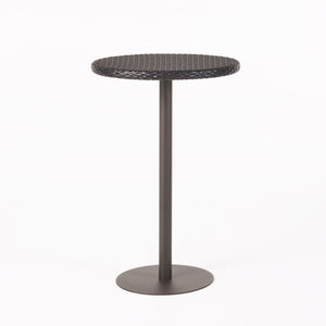 Outdoor Round Rattan Bar Table With Iron Frame - Multi Brown