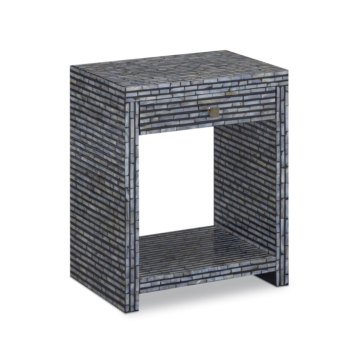 Black TOV Furniture Cassis accent nightstand with sleek design and modern style, featuring a smooth surface and minimalist hardware.