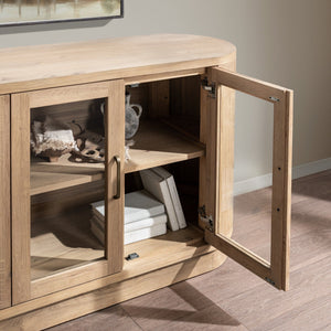 Classic Home Vander 4-door buffet with sleek wood finish and ample storage, showcasing a stylish and functional buffet for dining spaces.