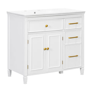 Bathroom Vanity With Sink Top, 3 Soft Closing Drawers