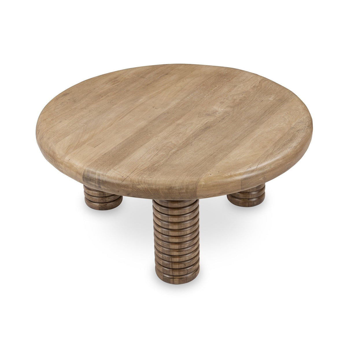 Ilaria - Reclaimed Wood Round Coffee Table - Sand Washed - R&R Furniture Gallery (Fountain Valley, CA)