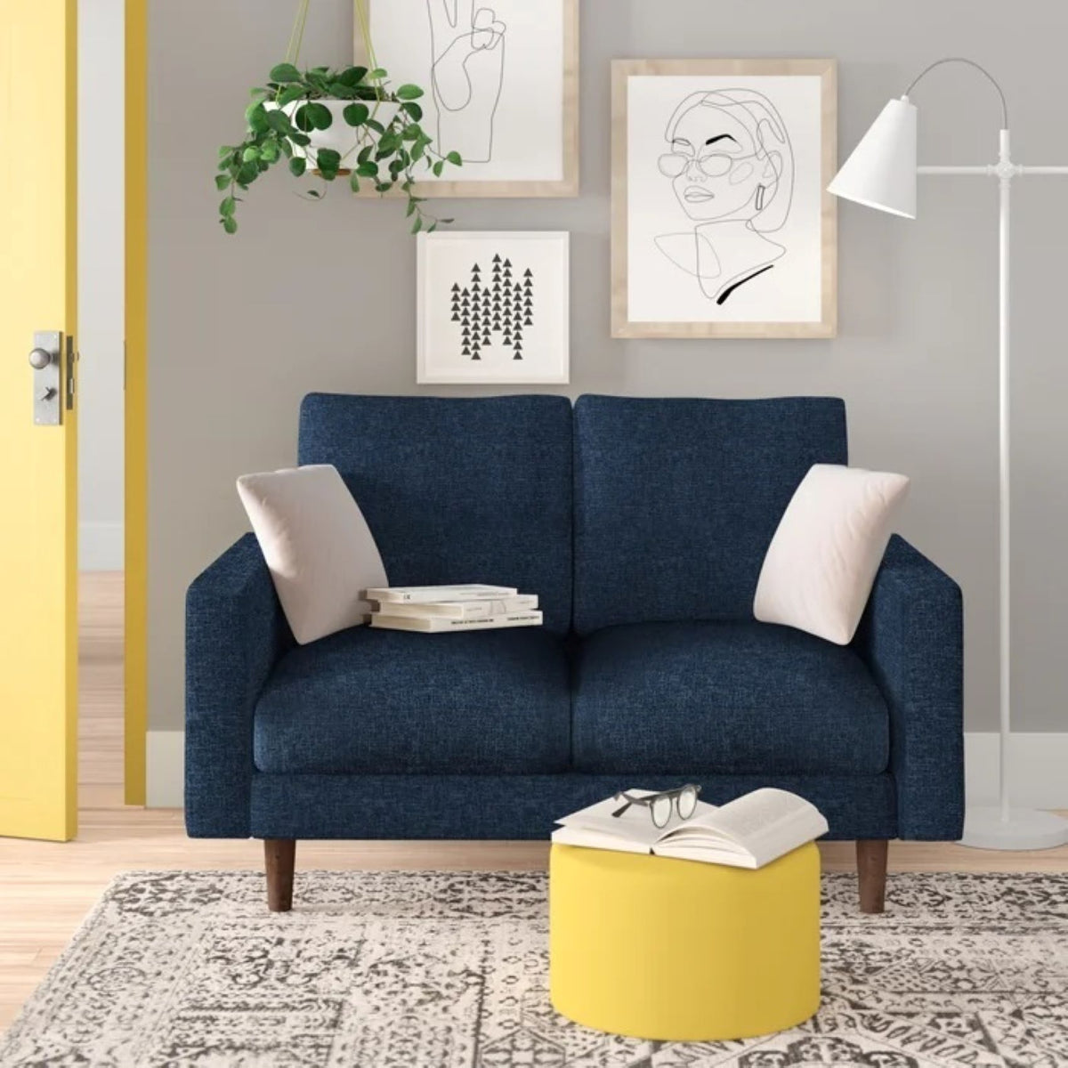 2 Seat Loveseat Sofa, Loose Back Cushion For Living Room