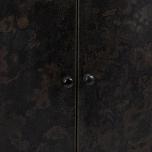 Rust Noir tall accent cabinet by Classic Home featuring a sleek, modern design with ample storage and a stylish finish.
