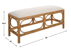 Laguna - Fabric Rattan Bench - White