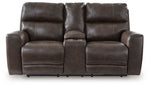 Crossplex - Power Reclining Loveseat / Console / Adjustable Headrest - Smoke - R&R Furniture Gallery (Fountain Valley, CA)