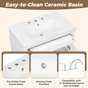 Freestanding Bathroom Vanity With Sink, Soft Close Door, Tip Out Drawer