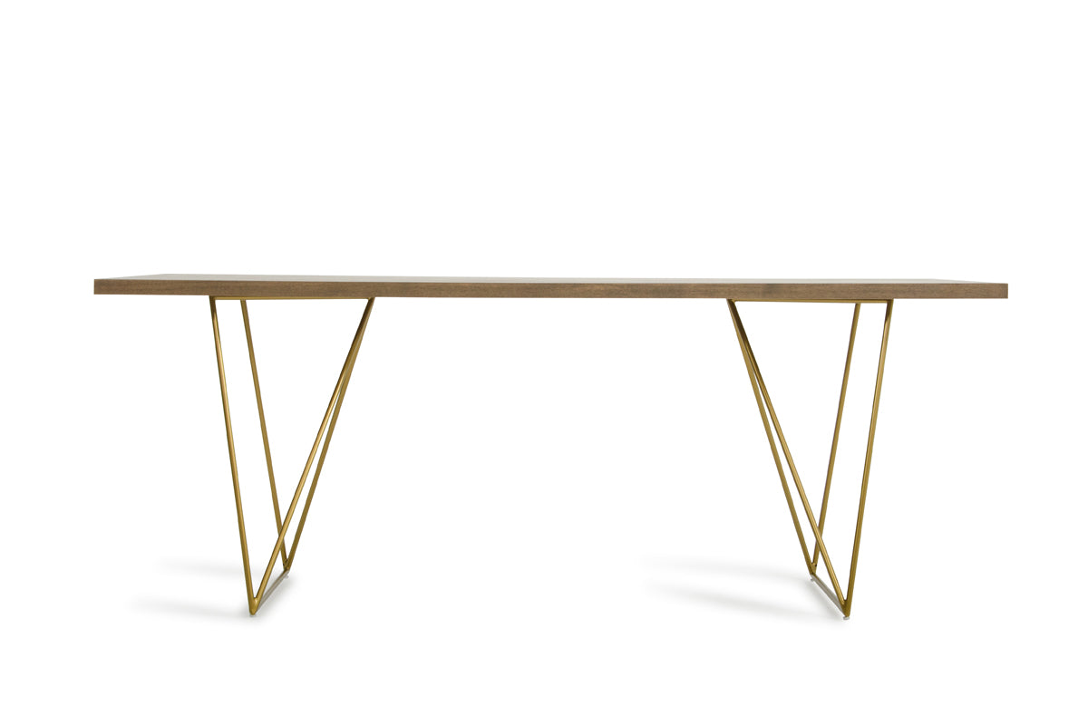 Marcia Mid-Century Tobacco & Antique Brass Dining Table — view 2