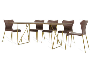 Marcia Mid-Century Tobacco & Antique Brass Dining Table — view 4