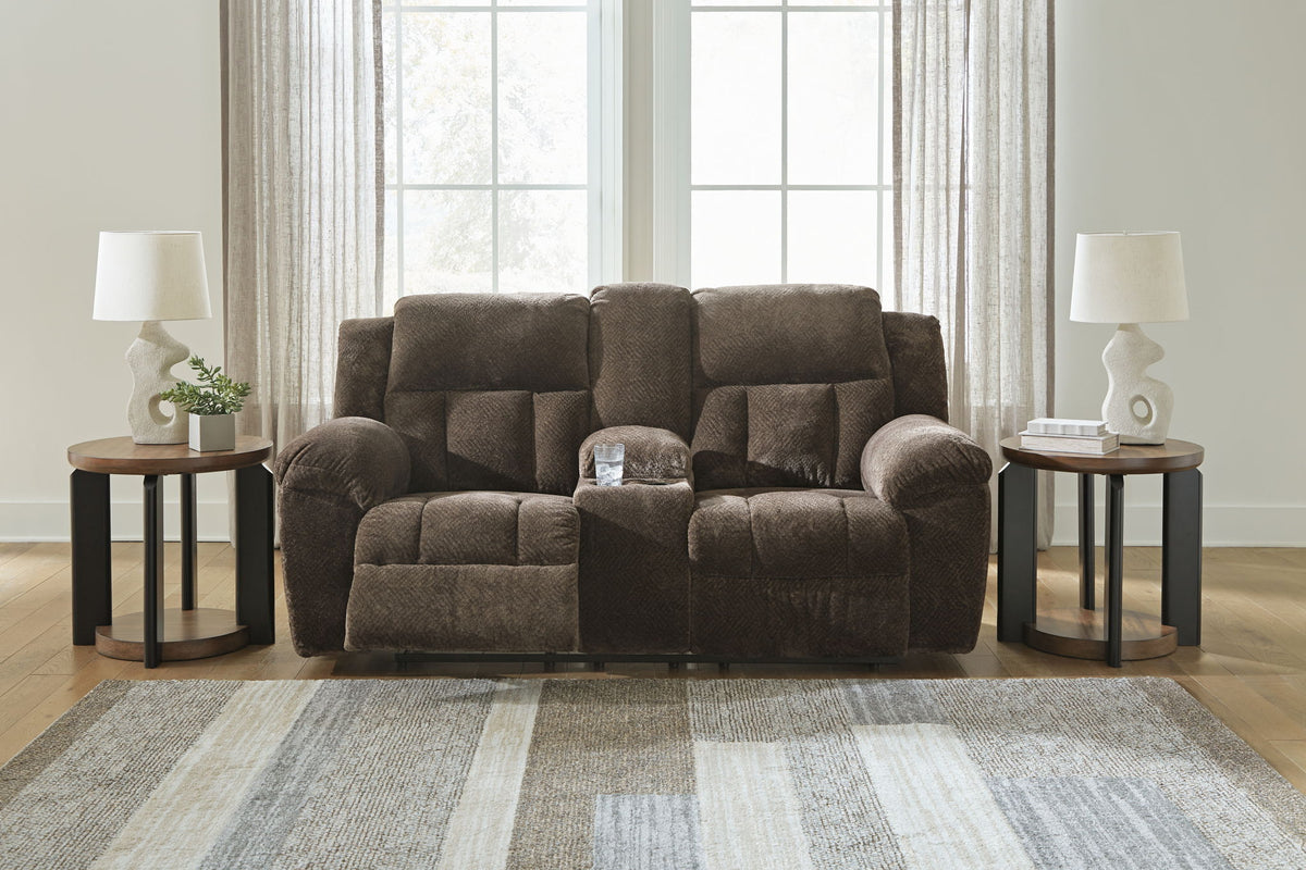 Frohn - Dbl Reclining Loveseat With Console - R&R Furniture Gallery (Fountain Valley, CA)
