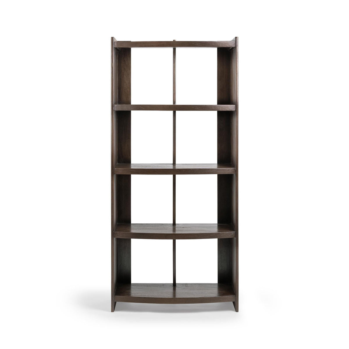 Classic Home Kyra Cocoa Brown bookshelf with multiple shelves and a sturdy wooden frame for stylish storage.
