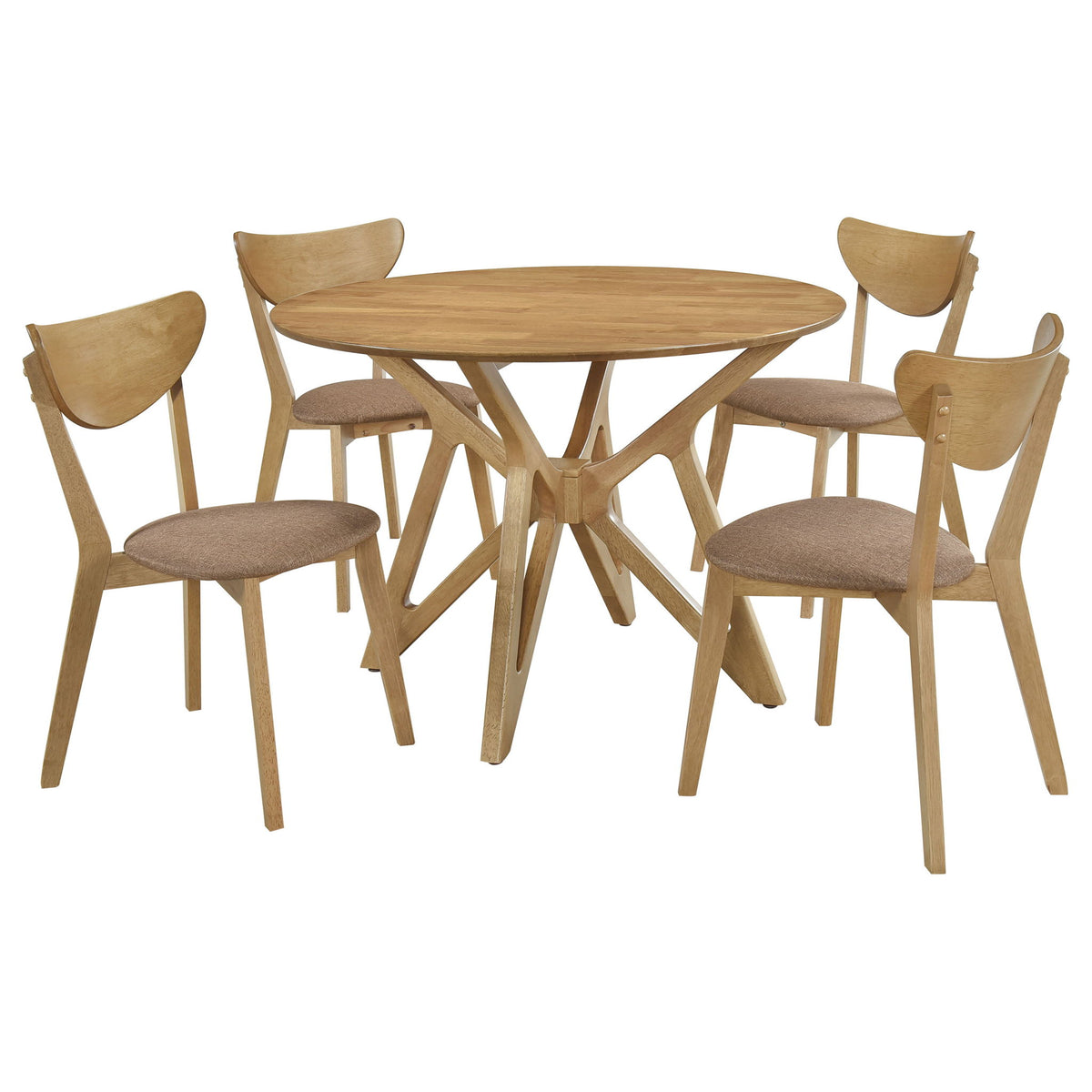 Barlow - 5 Piece Round Dining Set With Chairs - Walnut