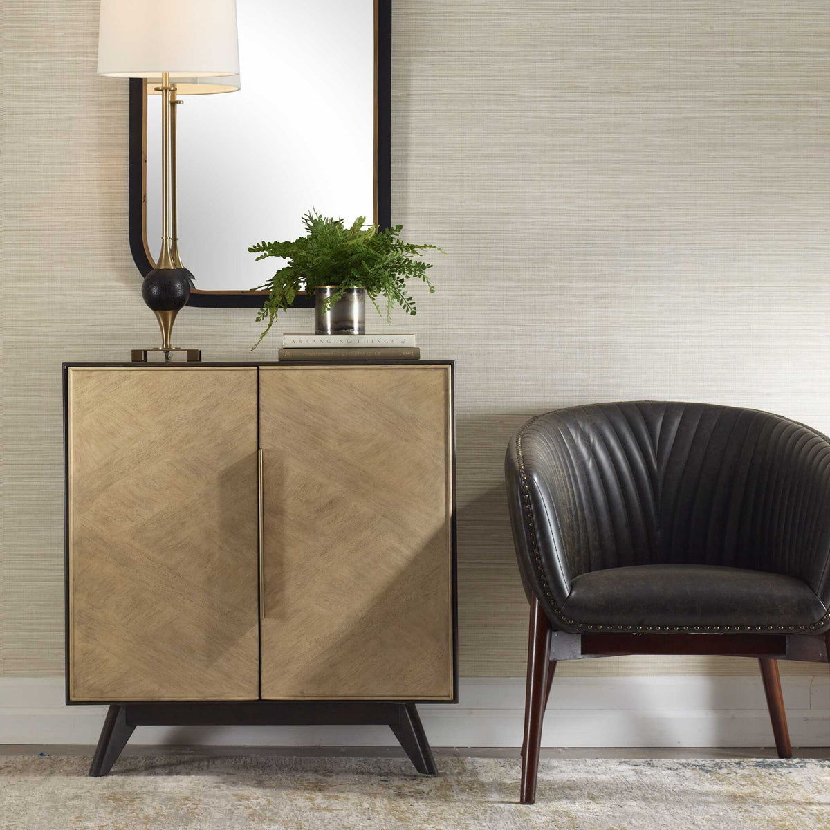 Reina - Modern 2 Door Cabinet - Woodtone