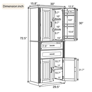 Storage Cabinet With Adjustable Shelves, 2 Drawers, Doors