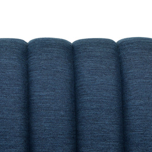 Contemporary 3 Seater Sofa With Button Tufted Design - Navy Blue