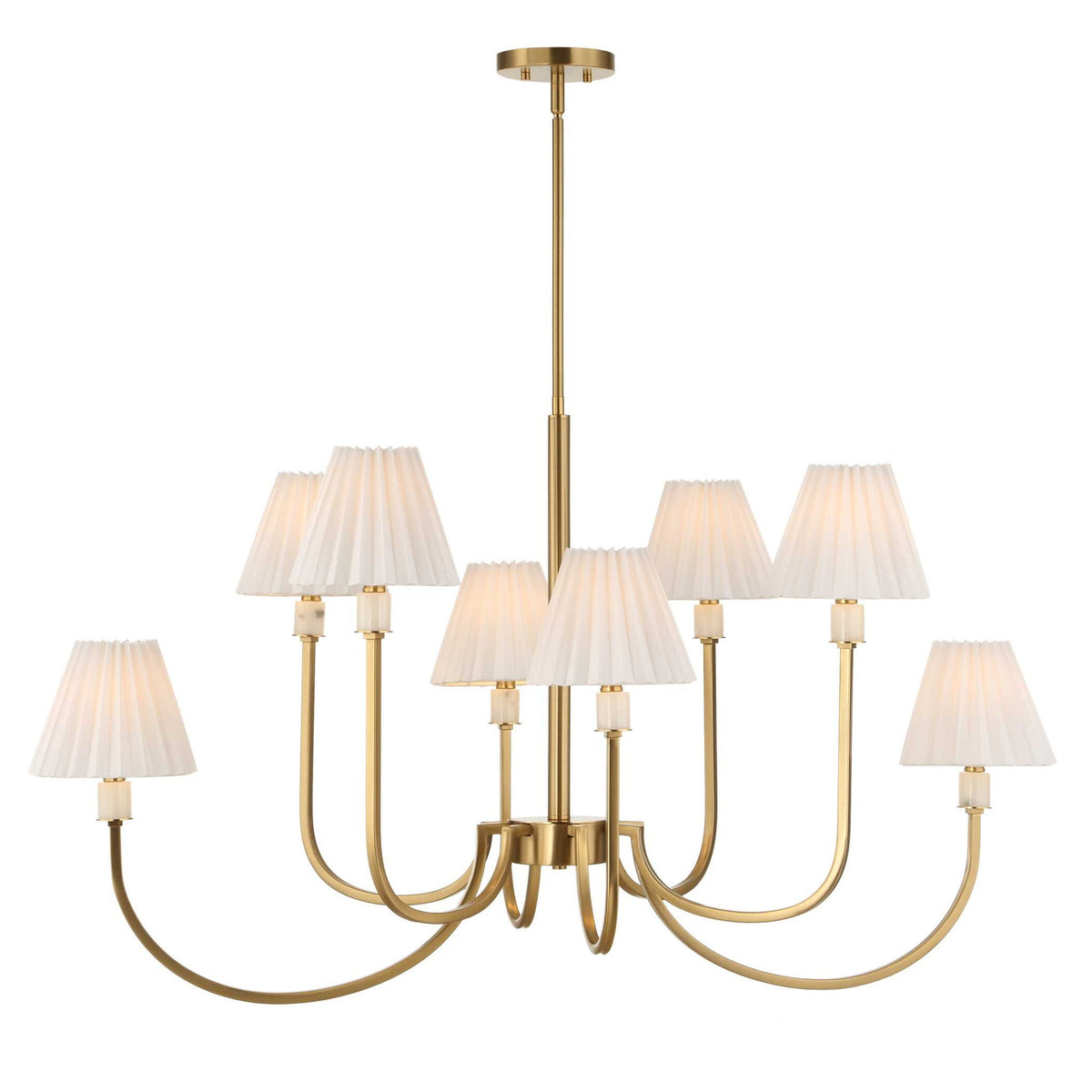 Poppins - 8 Light Brass Chandelier - White / Gold