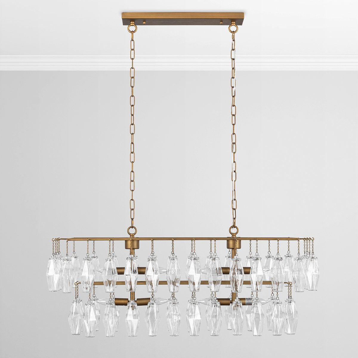 Tressia - Glass Round Chandelier - Brass - R&R Furniture Gallery (Fountain Valley, CA)